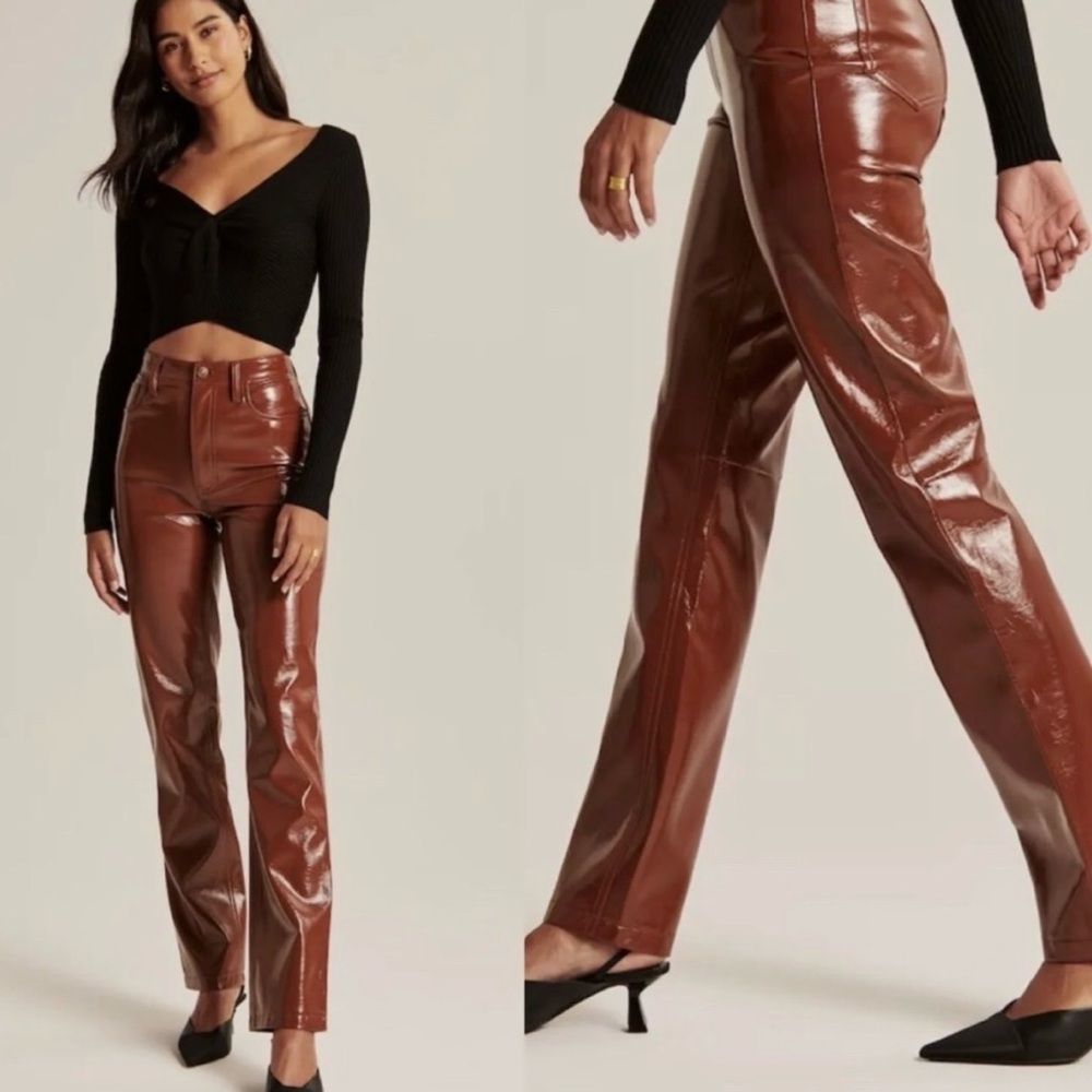 Abercrombie & Fitch 90s straight leg sz 26 Brown Leather Pants